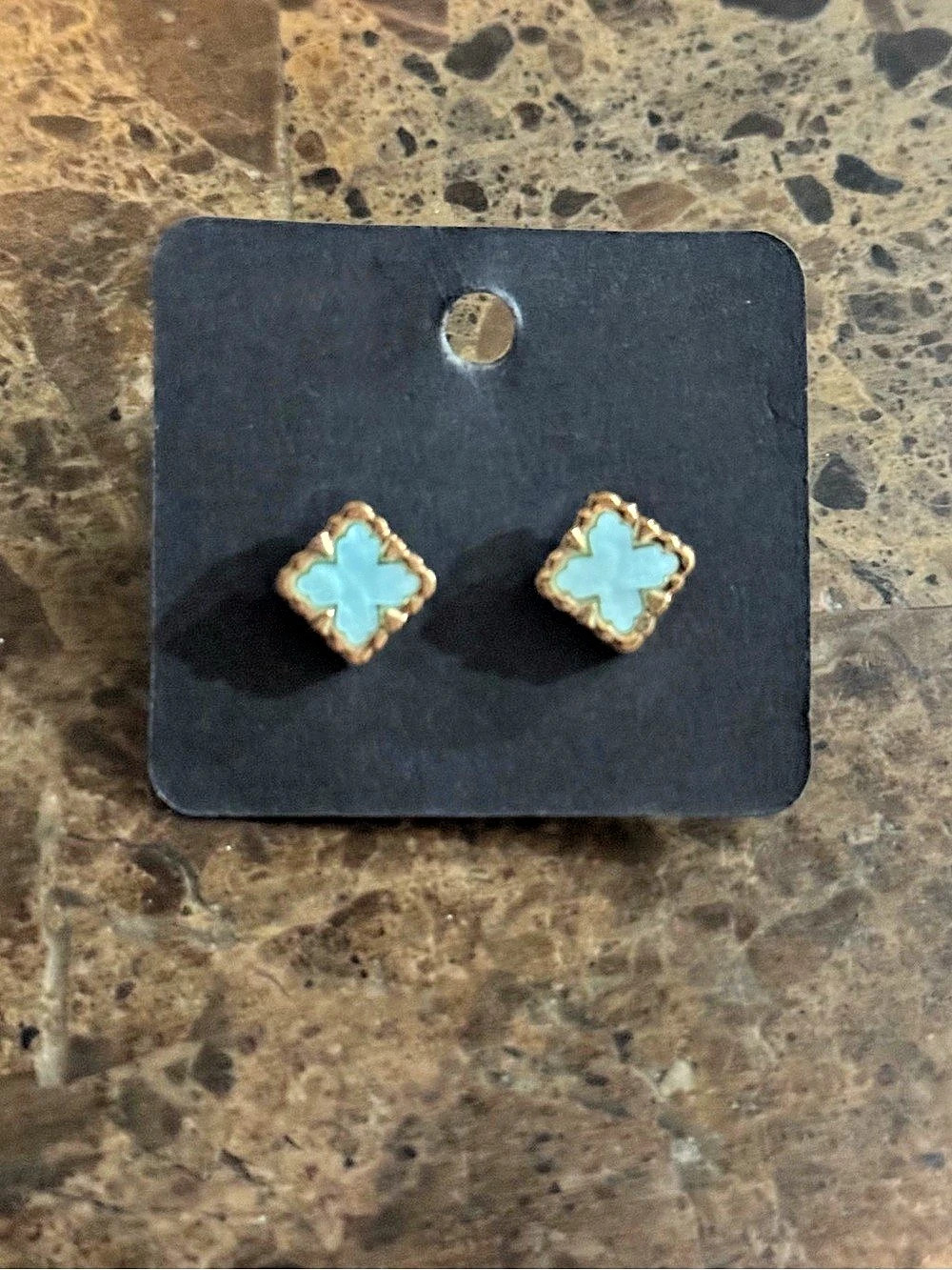 Stud Earrings Blue & Gold Floral Stud Earrings